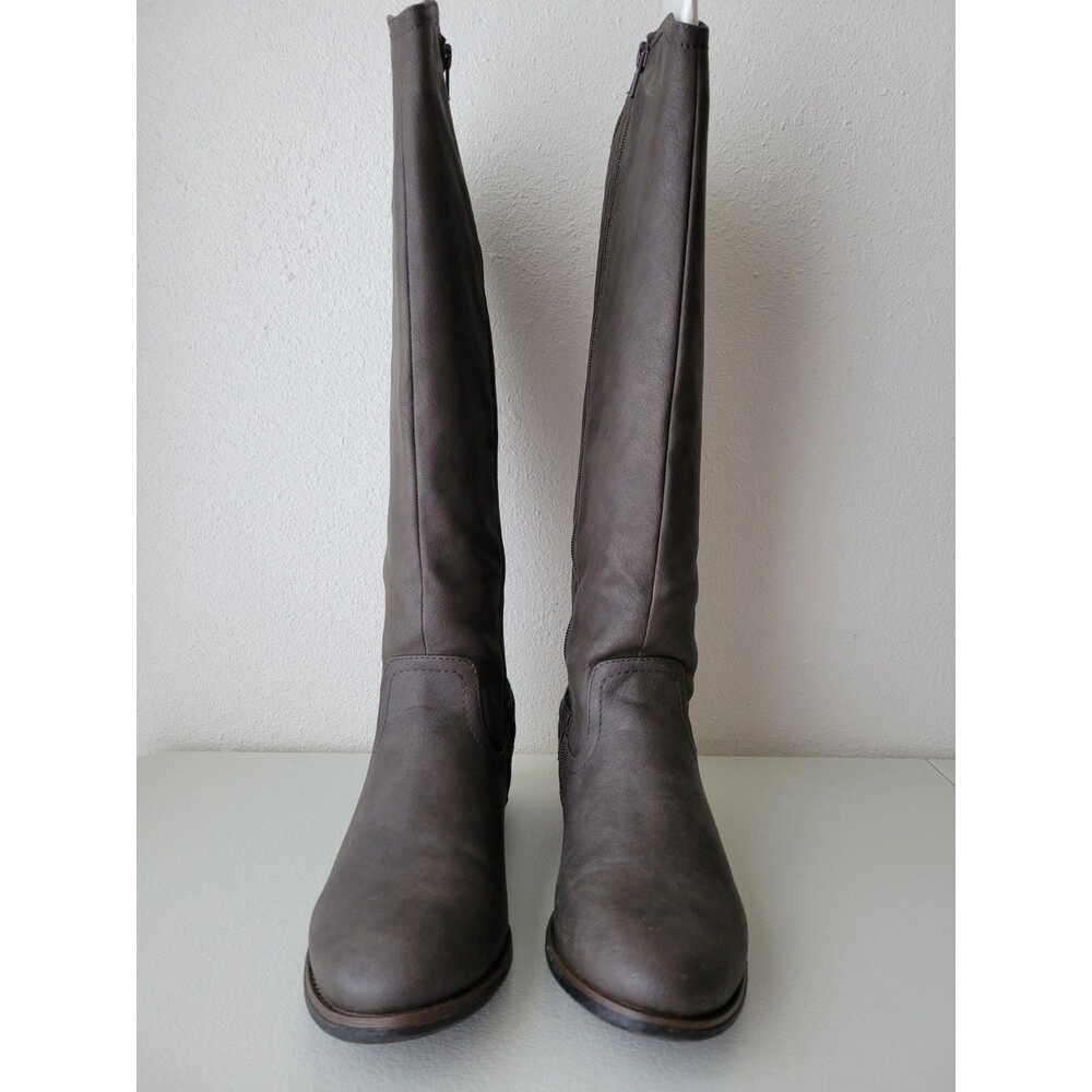 G.H. Bass & Co. Adrina Knee High Leather Riding Boots Gray Brown Wide Calf W 9M - Picture 4 of 16